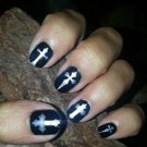 Silver GOTHIC CROSSES Nail Art (CRS) Waterslide Decals Not Stickers or Vinyl