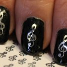 SILVER TREBLE CLEF Music Note Nail Art (GCS) G Clef - WaterSlide Decals