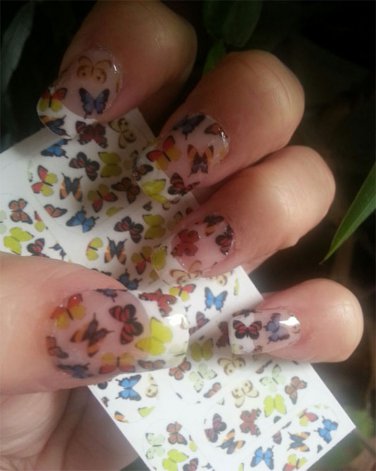 TINY MIXED BUTTERFLIES Nail Art (BFF) Full Nail Wrap Waterslide Decals
