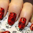 BLACK ROSES Nail Art (RTB) Full Nail Wraps - Long or Short - Waterslide Decals