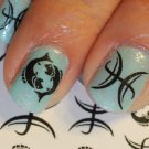 PISCES SYMBOLS - Zodiac Nail Art Decals (ZPC)  Black WaterSlide Transfer Decals