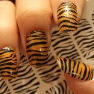 TIGER PRINT / ZEBRA STRIPES Nail Art Decals (ZTB) Long and Short Nail WATERSLIDE