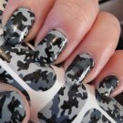 GREY CAMO Nail Art Decals (CM1) Camouflage Full Nail WRAPS Waterslide Decals
