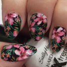 HIBISCUS FLOWERS (HBF) Full Nail Wrap Kawaii Tropical Waterslide Transfers