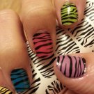 ZEBRA / TIGER STRIPES Nail Art (ZTB) Full Nail Wrap -Long and Short Nails Decals