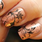BLACK SWIRLS and FLOWER Nail Art (SWB) Waterslide Decals -Not Stickers or Vinyl