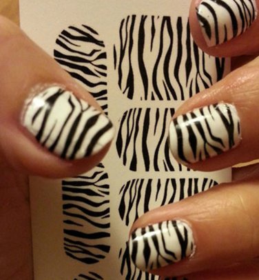 ZEBRA - TIGER STRIPE Nail Art (ZTB) Full Nail Wrap -Long and Short Nails Decals