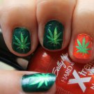 Metallic POT LEAVES Nail Art (PTM) GREEN Pot Leaf MARIJUANA Waterslide Decals