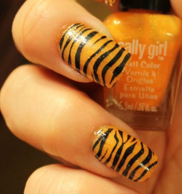 TIGER PRINT / ZEBRA STRIPE Nail Art Decals (ZTB) Long and Short Nails WATERSLIDE