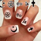 9 SETS of Black COEXIST Nail Art (CEB) Silver Waterslide Decals - Not Stickers