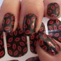 KISSING LIPS Nail Art (KLF) Full Nail Wrap Decals Red Lips on Black Waterslide