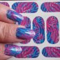 Pink and Blue ANIMAL PRINT Nail Art Decals (APB) Tiger Leopard Print Waterslide