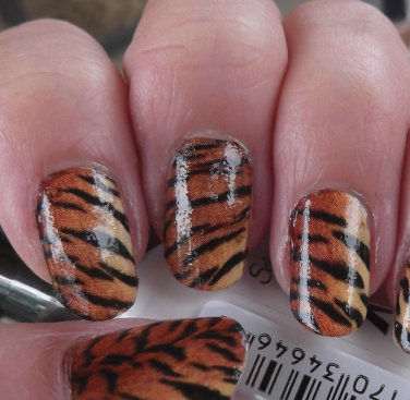 Realistic TIGER Nail Art STRIPES Full Nail Decals (TGR) Animal Print WATERSLIDE