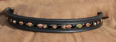 WARMBLOOD size Black Padded Leather Dressage/English Beaded BrowBand - Copper