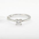 Real Solitaire Princess Cut Diamond Engagement Ring in18k White Gold Hallmarked
