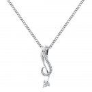0.10ct F/VS Round Brilliant Cut Diamond Pendant & 16"Chain in 18K White Gold