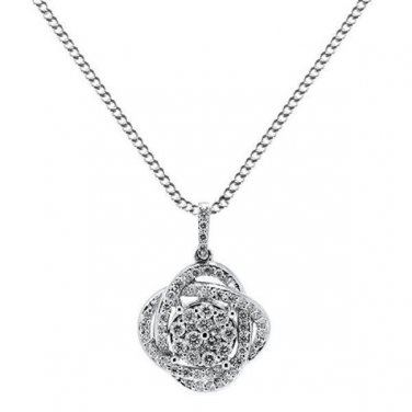 0.48ct F/VS Round Brilliant Cut Diamond Pendant & 16"Chain in 18Carat White Gold