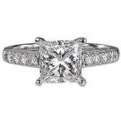 E-F/SI Princess & Round Cut Diamonds Engagement Ring,9k White Gold,UK Hallmarked