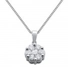 F/VS 7 Round Brilliant Cut Diamond 0.91ct Pendant & 16" Chain in 18k White Gold