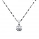 0.12ct F/VS Round Brilliant Cut Diamond Pendant & 16" Chain in 18k White Gold