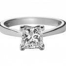 Solitaire 0.40carat Princess Cut Diamond Engagement Ring in18k White Gold