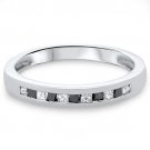 0.24ct Black & White Princess Diamonds Half Eternity Wedding Ring,9k White Gold