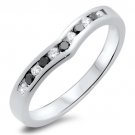0.20ct Black & White Diamonds Wishbone Shaped Half Eternity Ring,9k White Gold
