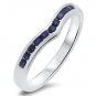0.30ct Blue Sapphire Wishbone Shaped Half Eternity Wedding Ring in 9k White Gold