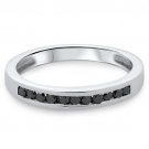 0.11carat AAA Black Diamonds Half Eternity Wedding Ring in 9k White Gold
