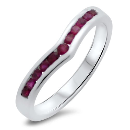 0 33ct Ruby Wishbone  Shaped Half Eternity Wedding  Ring  in 