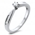 0.25ct Round Brilliant & Baguette Cut Diamond Engagment Ring In 9K Yellow Gold