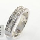 0.50carat Round & Baguett Cut Diamond Half Eternity Wedding Ring,18K White Gold