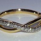 F/VS 0.15Ct DIAMOND CROSSOVER HALF ETERNITY RING, 18K YELLOW GOLD,SIZE I 1/2