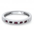 9k White Gold  0.25 carat Pink Sapphire & Round Diamonds Half Eternity Ring