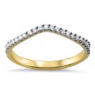 9k Yellow Gold F/SI 0.25ct Round Cut Diamonds Wishbone Shaped Half Eternity Ring