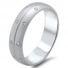 Men's Wedding Band With 0.13 Carat Diamonds in 18K Solid White Gold, Hallmarked