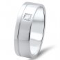 6.75 mm 18k Solid White Gold Men's  F/VS 0.07 ct  Round Cut Diamond Wedding Ring