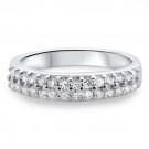VS  0.52Ct Round Brilliant Cut Diamond Half Eternity Wedding Ring,18K White Gold