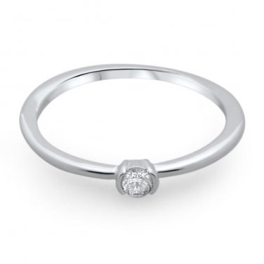 0.10carat Round Brilliant Cut Diamond Engagement Ring in 18k Solid White Gold