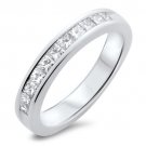18K WHITE GOLD F/VS 0.76CT PRINCESS CUT DIAMONDS HALF ETERNITY WEDDING RING