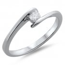 F/VS 0.14ct Round Brilliant Cut Solitaire Diamond Engagement Ring,18k White Gold