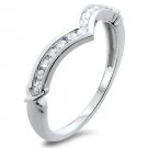 18K WHITE GOLD,WISHBONE SHAPED 0.25ct DIAMONDS HALF ETERNITY WEDDING RING