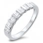 F/SI 0.48ct Baguette Cut Diamonds Half Eternity Wedding Ring in 18K White Gold