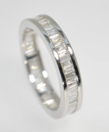 G/SI 1.00CT BAGUETTE CUT DIAMONDS FULL ETERNITY WEDDING RING IN 9K WHITE GOLD