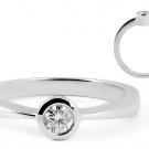 F/VS 0.13carat Round Brilliant Cut Diamonds Engagement Ring,18k Solid White Gold