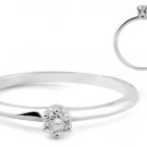 F/VS 0.16carat Round Brilliant Cut Diamonds Engagement Ring,18k Solid White Gold