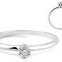 F/VS 0.16carat Round Brilliant Cut Diamonds Engagement Ring,18k Solid White Gold