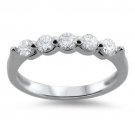 18K White Gold,0.45Carat Round Brilliant Cut Diamonds Half Eternity Wedding Ring