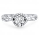 F/VS 0.32carat Round Brilliant Cut Diamonds Engagement Ring,18k Solid White Gold
