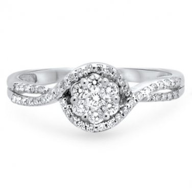 F/VS 0.32carat Round Brilliant Cut Diamonds Engagement Ring,18k Solid White Gold